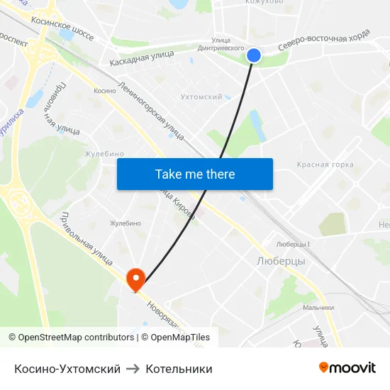 Косино-Ухтомский to Котельники map