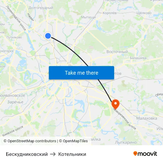 Бескудниковский to Котельники map
