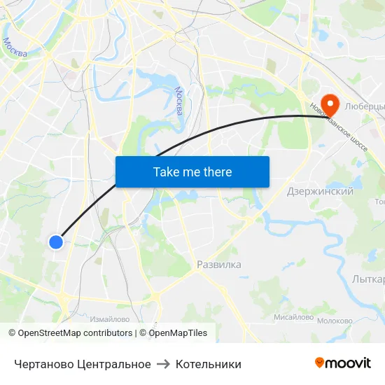 Чертаново Центральное to Котельники map