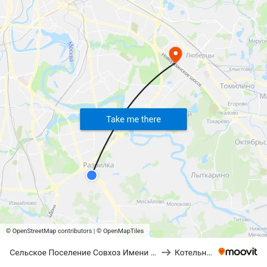 Сельское Поселение Совхоз Имени Ленина to Котельники map