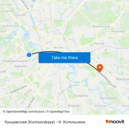Кунцевская (Kuntsevskaya) to Котельники map