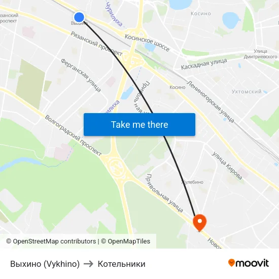 Выхино (Vykhino) to Котельники map