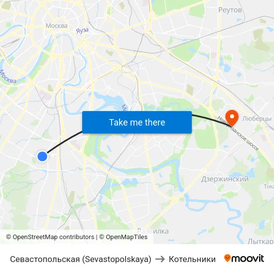 Севастопольская (Sevastopolskaya) to Котельники map
