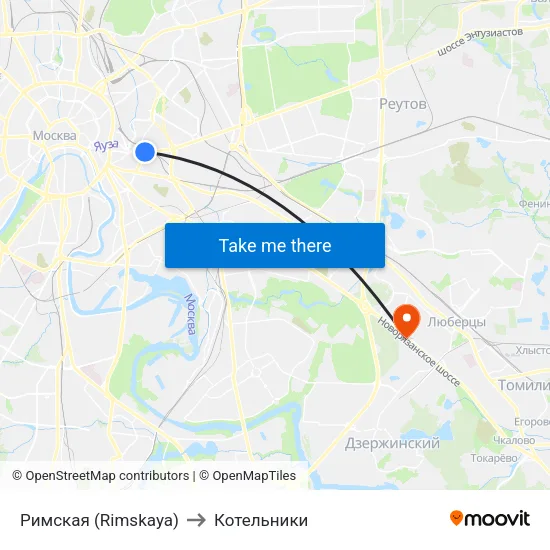 Римская (Rimskaya) to Котельники map