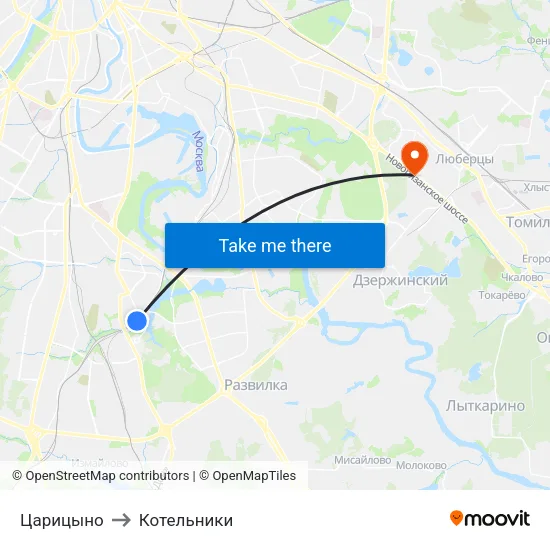 Царицыно to Котельники map