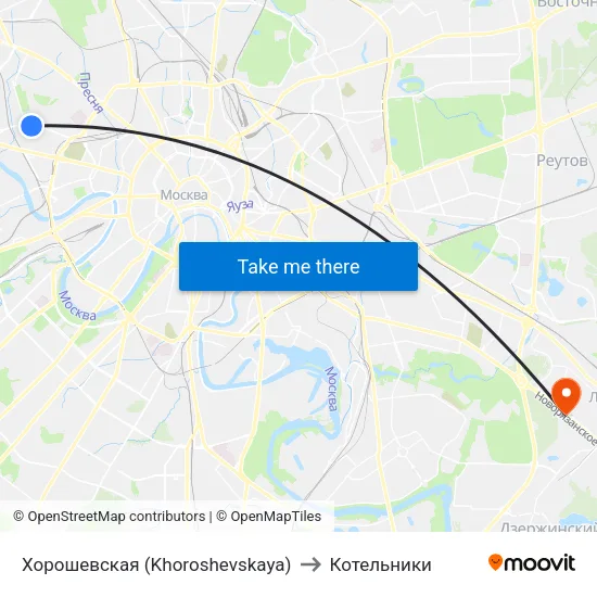 Хорошевская (Khoroshevskaya) to Котельники map