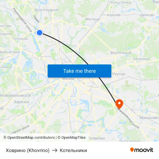 Ховрино (Khovrino) to Котельники map