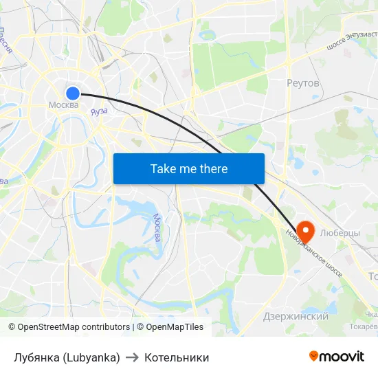 Лубянка (Lubyanka) to Котельники map