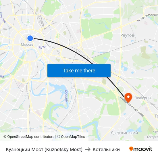 Кузнецкий Мост (Kuznetsky Most) to Котельники map