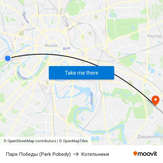 Парк Победы (Park Pobedy) to Котельники map