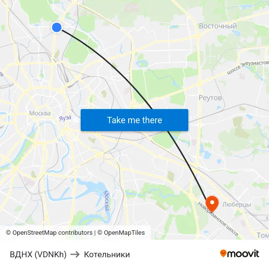 ВДНХ (VDNKh) to Котельники map