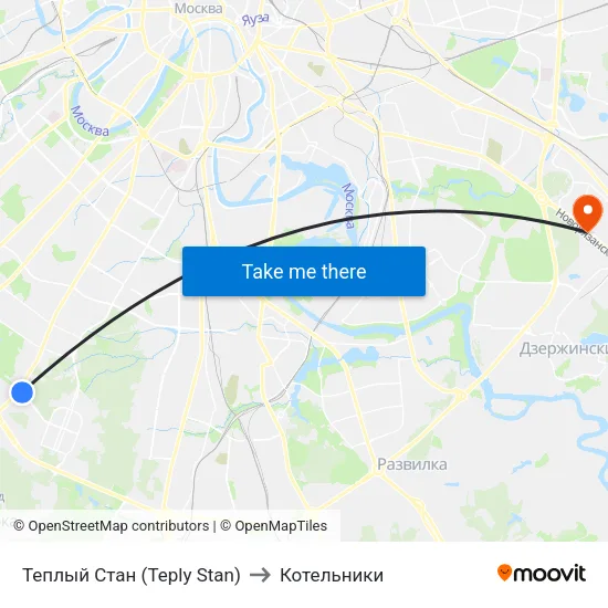 Теплый Стан (Teply Stan) to Котельники map