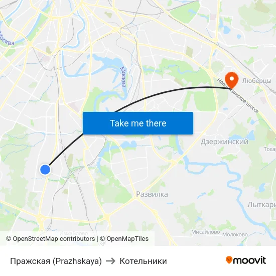 Пражская (Prazhskaya) to Котельники map