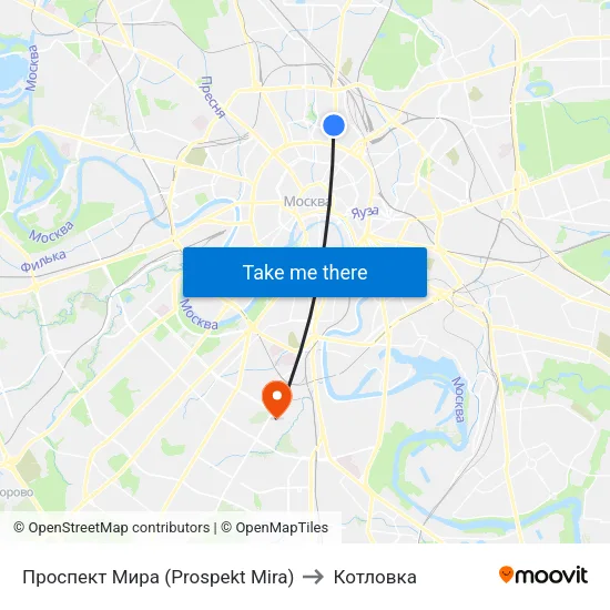 Проспект Мира (Prospekt Mira) to Котловка map