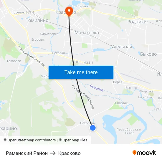 Раменский Район to Красково map