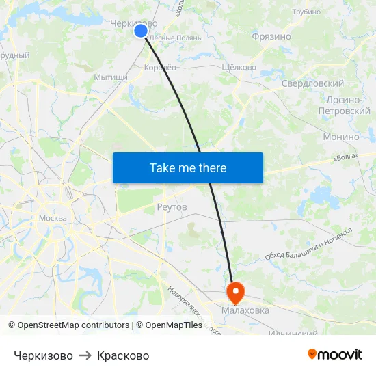 Черкизово to Красково map