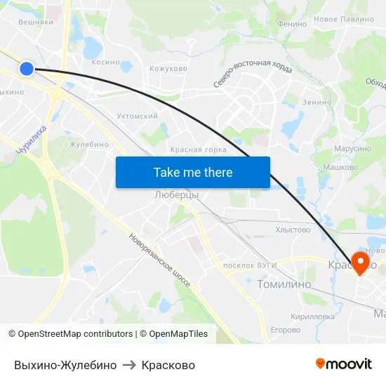 Выхино-Жулебино to Красково map