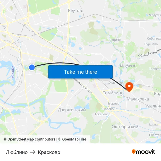 Люблино to Красково map