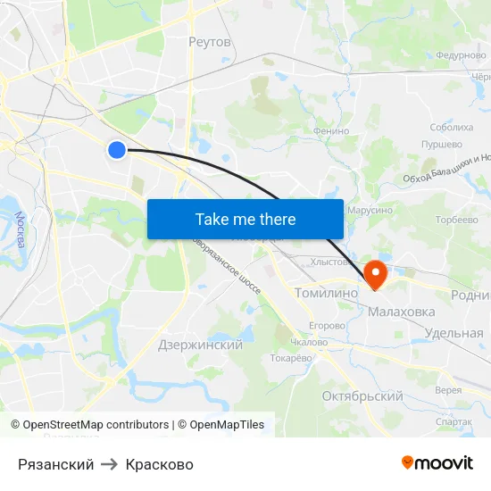 Рязанский to Красково map