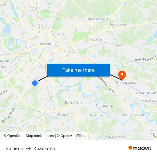 Зюзино to Красково map