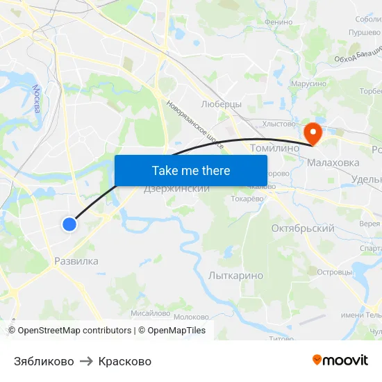 Зябликово to Красково map