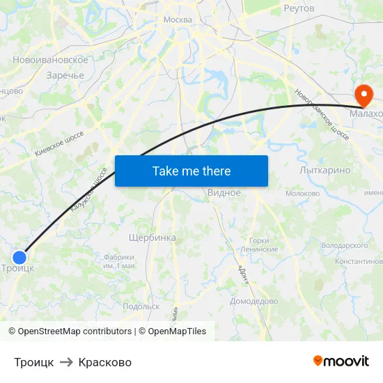 Троицк to Красково map