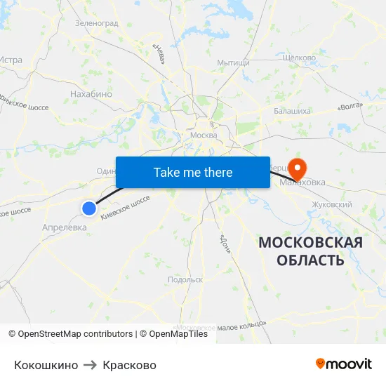 Кокошкино to Красково map