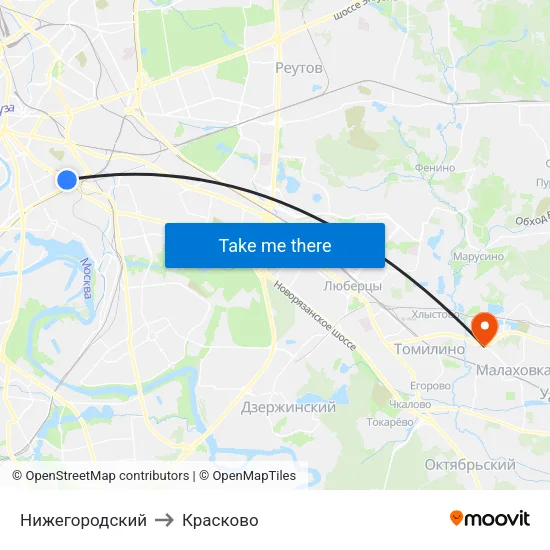 Нижегородский to Красково map