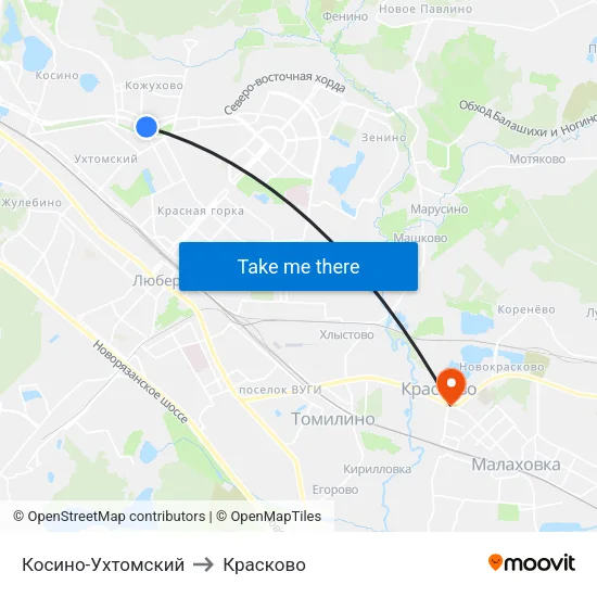 Косино-Ухтомский to Красково map