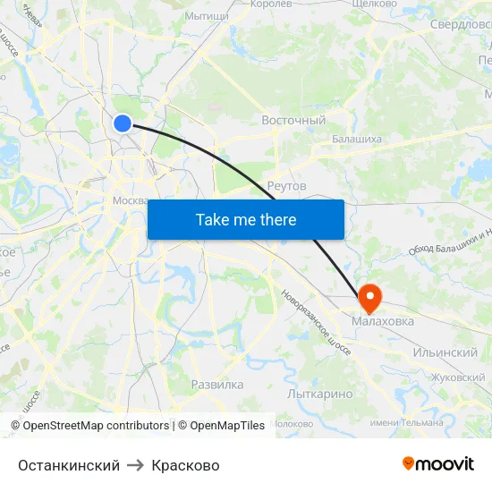 Останкинский to Красково map