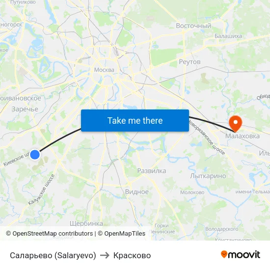 Саларьево (Salaryevo) to Красково map
