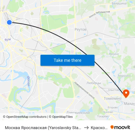 Москва Ярославская (Yaroslavsky Station) to Красково map