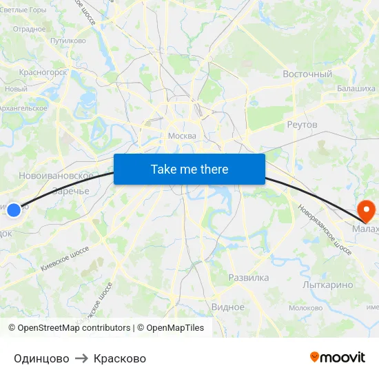 Одинцово to Красково map