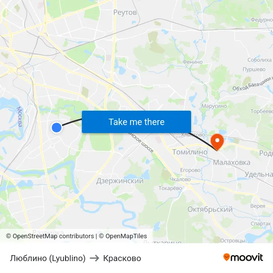 Люблино (Lyublino) to Красково map
