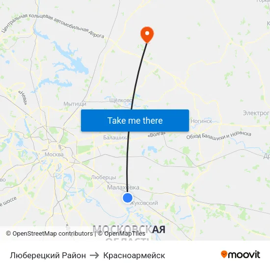 Люберецкий Район to Красноармейск map