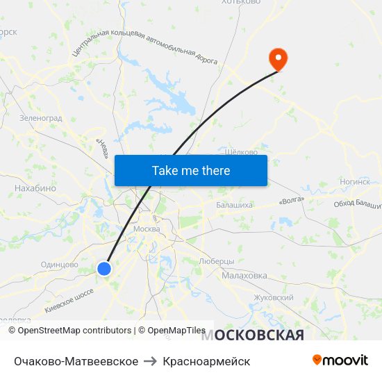 Очаково-Матвеевское to Красноармейск map