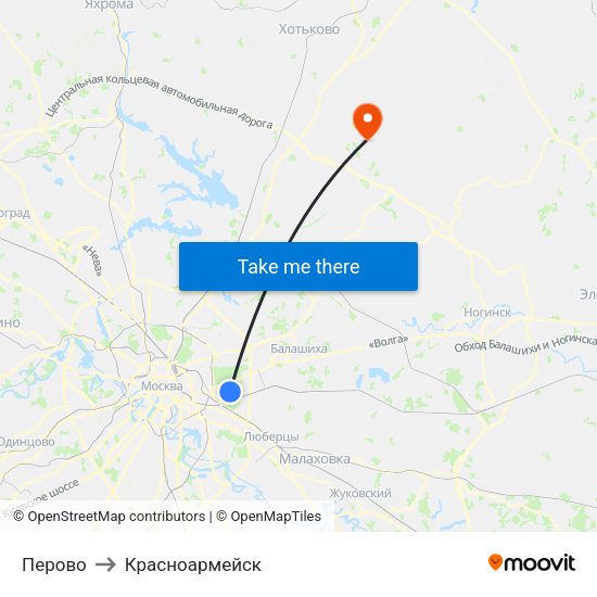 Перово to Красноармейск map
