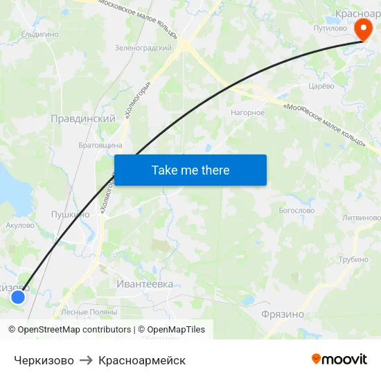Черкизово to Красноармейск map