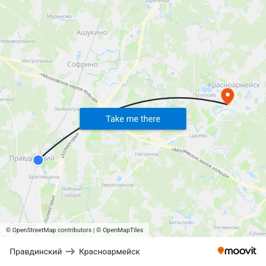 Правдинский to Красноармейск map