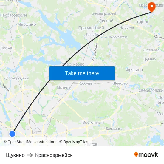 Щукино to Красноармейск map