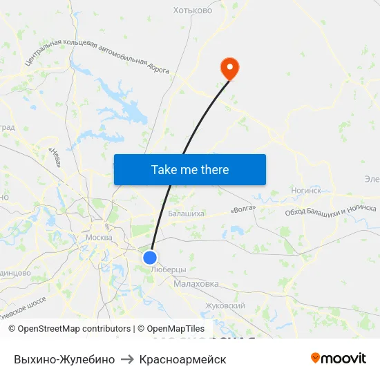 Выхино-Жулебино to Красноармейск map