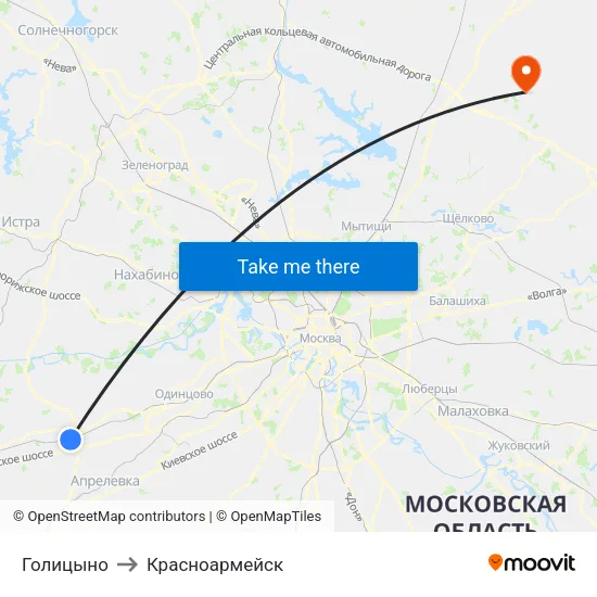 Голицыно to Красноармейск map
