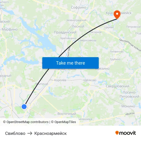 Свиблово to Красноармейск map