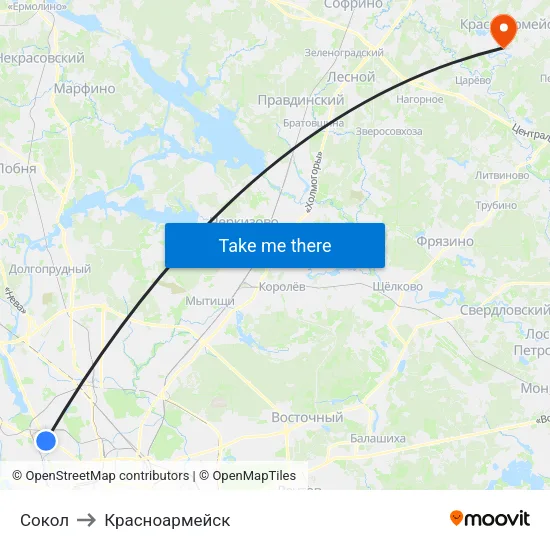 Сокол to Красноармейск map