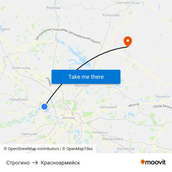 Строгино to Красноармейск map