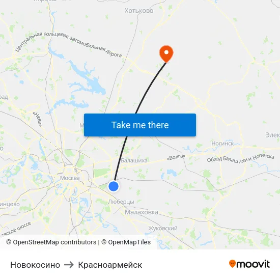 Новокосино to Красноармейск map