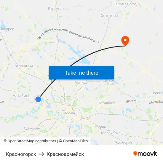 Красногорск to Красноармейск map
