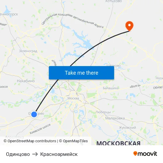 Одинцово to Красноармейск map