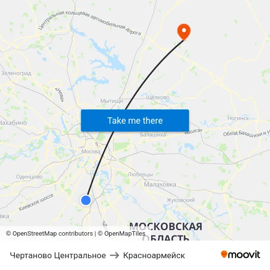 Чертаново Центральное to Красноармейск map