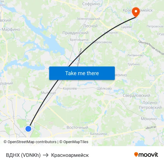 ВДНХ (VDNKh) to Красноармейск map